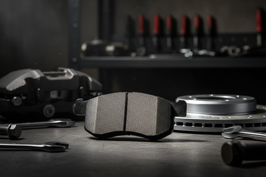 中国领先陶瓷刹车片制造商生产的陶瓷刹车片摩擦材料专业特写,展示细腻、致密的颗粒结构。